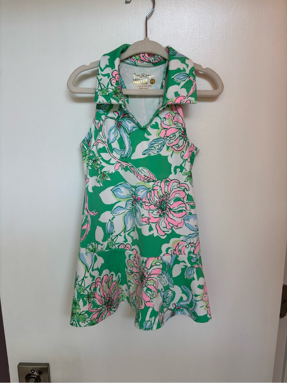 Lilly Pulitzer Green Floral Tennis Dress with Pink Accents